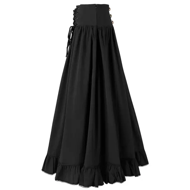 Medieval Gothic Lace-Up Ruffled Full Skirt for Women detail 2