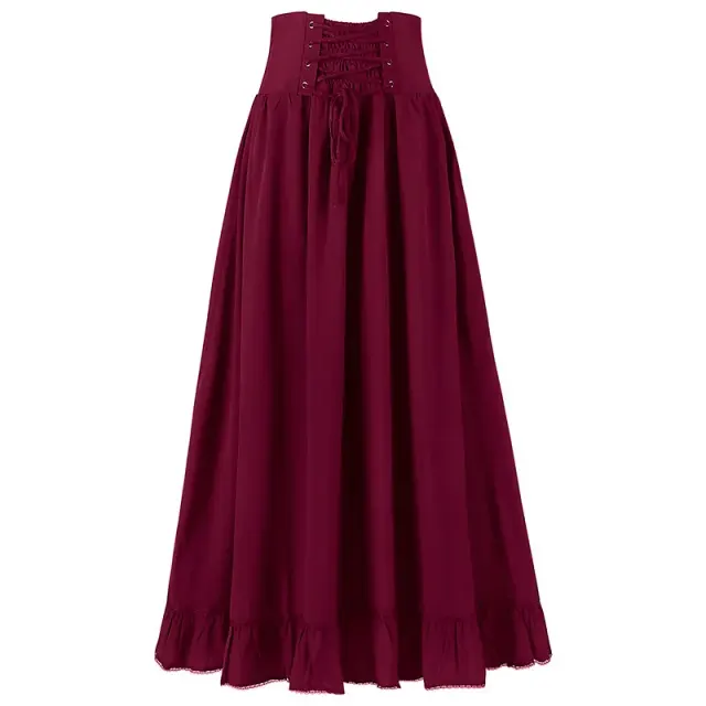 Medieval Gothic Lace-Up Ruffled Full Skirt for Women detail 10