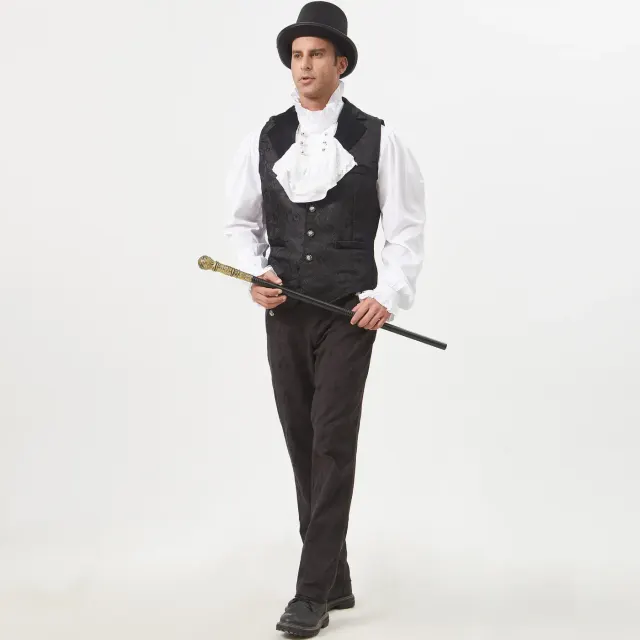 Medieval Jacquard Contrast Vest for Theater and Stage detail 6