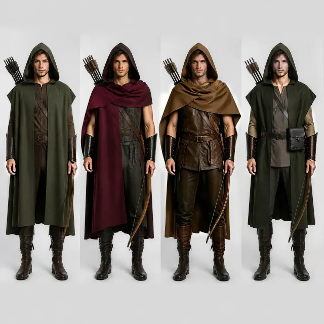 Mittelalterlicher Ritter-Wendeumhang in Schwarz mit Unisex-Design für Halloween-Cosplay.