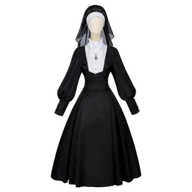 Costume cosplay Halloween de religieuse médiévale et d'infirmière Nightingale détail 2