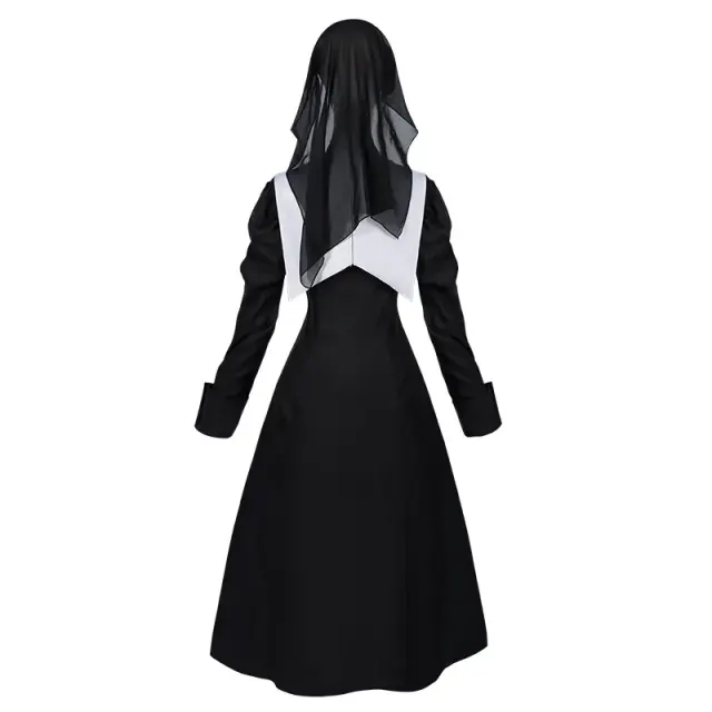 Costume cosplay Halloween de religieuse médiévale et d'infirmière Nightingale détail 12