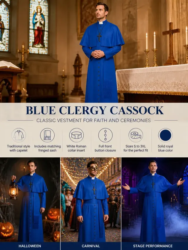 Mittelalterliches Priester-Cosplay-Kostüm mit Umhang und Accessoires Detail 22