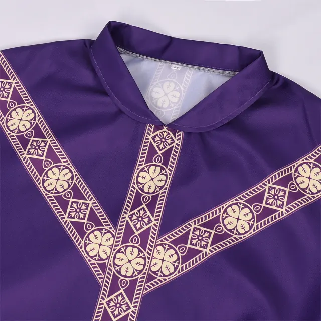 Medieval Priest Monk Cosplay Robe with Printed Cape detail 3