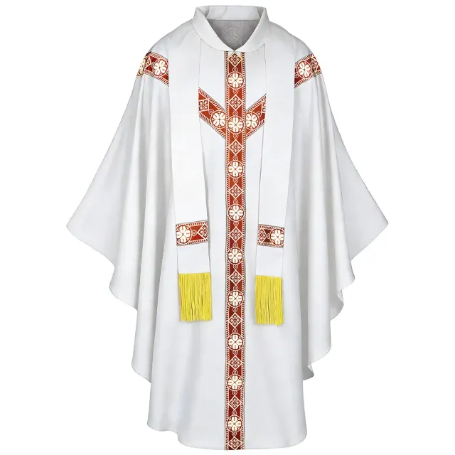 Medieval Priest Monk Cosplay Robe with Printed Cape detail 17