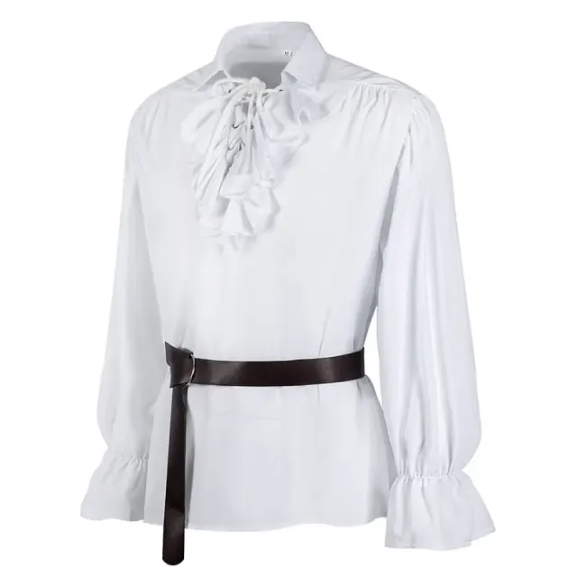 Medieval Puff Sleeve Drawstring Shirt for Cosplay and Stage detail 3