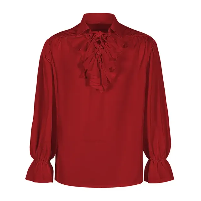 Medieval Puff Sleeve Drawstring Shirt for Cosplay and Stage detail 4