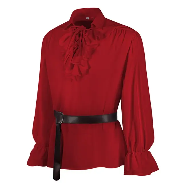 Medieval Puff Sleeve Drawstring Shirt for Cosplay and Stage detail 5