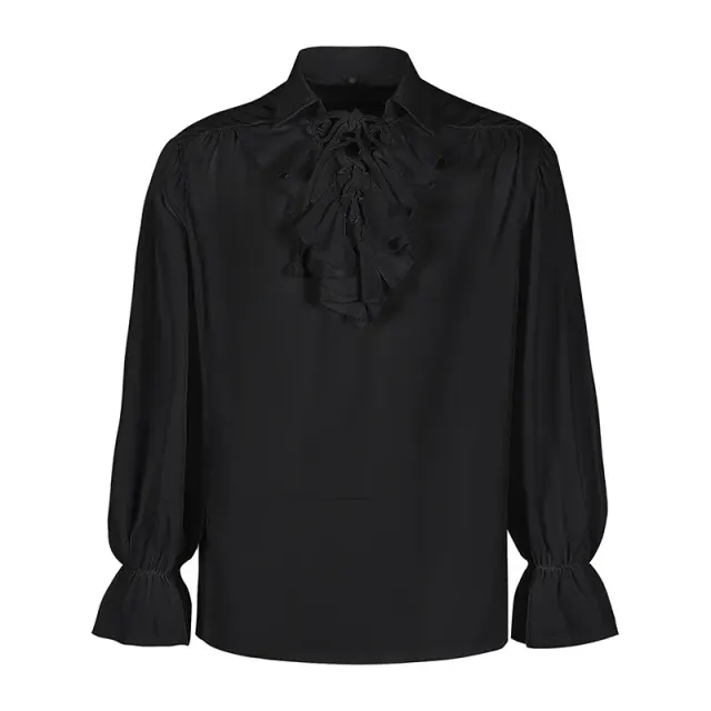 Medieval Puff Sleeve Drawstring Shirt for Cosplay and Stage detail 7