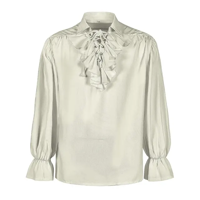 Medieval Puff Sleeve Drawstring Shirt for Cosplay and Stage detail 10