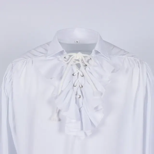 Medieval Puff Sleeve Drawstring Shirt for Cosplay and Stage detail 16