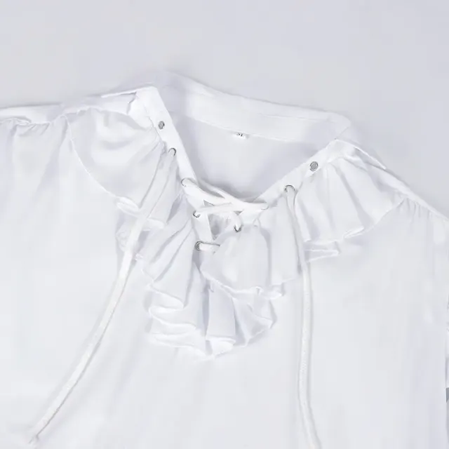 Medieval Puff Sleeve Drawstring Shirt for Cosplay and Stage detail 21