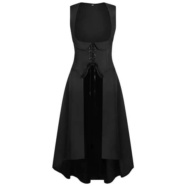 detalle de Conjunto de vestido medieval renacentista para mujer con ribete de encaje y mangas acampanadas 10