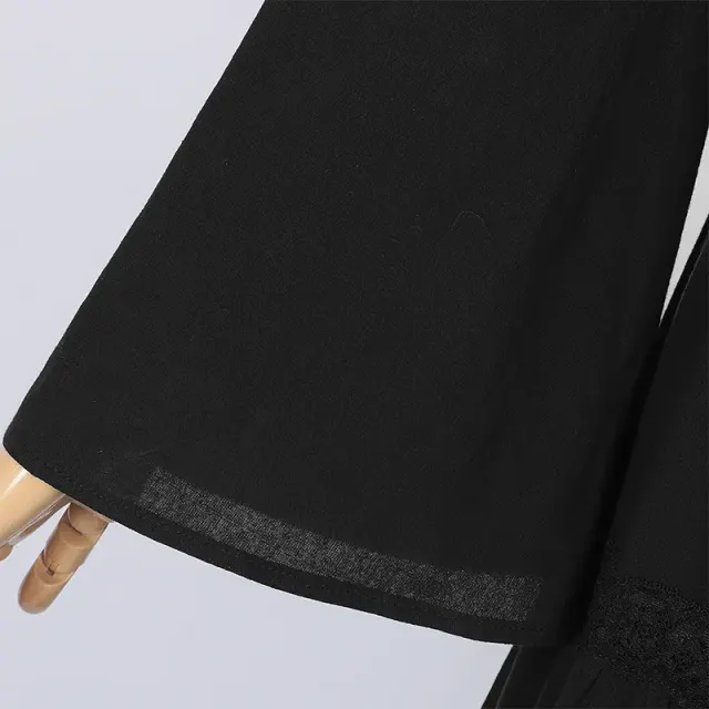 detalle de Conjunto de vestido medieval renacentista para mujer con ribete de encaje y mangas acampanadas 14
