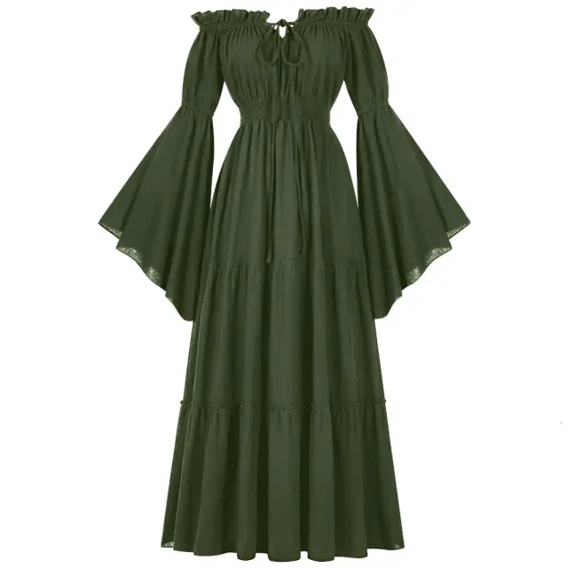 Robe cosplay médiévale Renaissance à épaules dénudées pour la scène détail 15