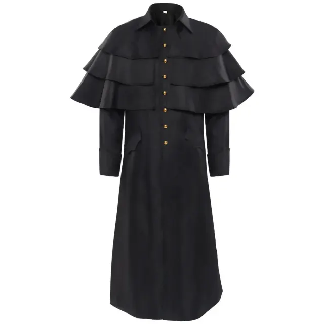 detalle de Chaqueta con capa medieval de cuello alto para cosplay de Halloween y escenario 2