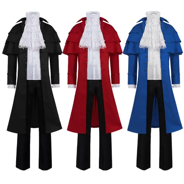 detalle de Chaqueta con capa medieval de cuello alto para cosplay de Halloween y escenario 9