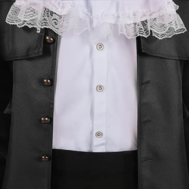 detalle de Chaqueta con capa medieval de cuello alto para cosplay de Halloween y escenario 12