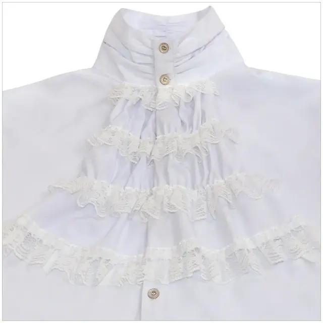 detalle de Chaqueta con capa medieval de cuello alto para cosplay de Halloween y escenario 17