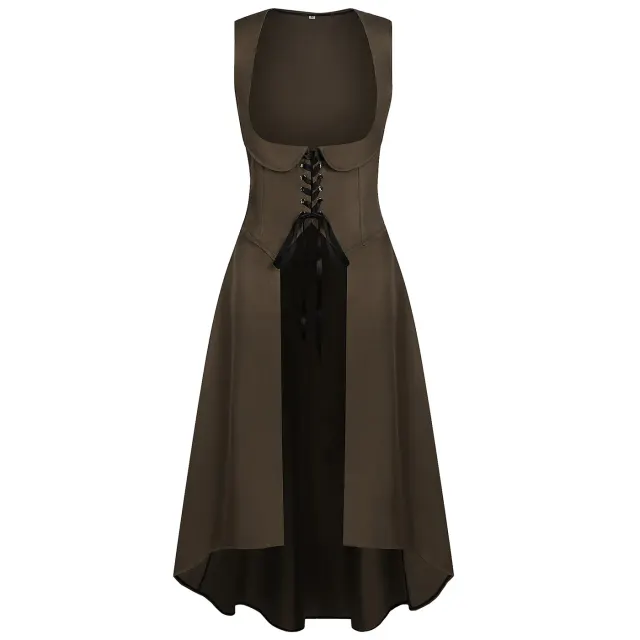 Ärmelloses Vintage-Mittelalter-Steampunk-Cosplay-Kleid mit Schnürung Detail 1