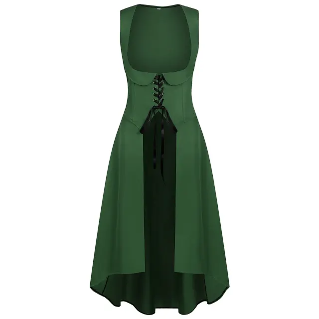 Ärmelloses Vintage-Mittelalter-Steampunk-Cosplay-Kleid mit Schnürung Detail 10