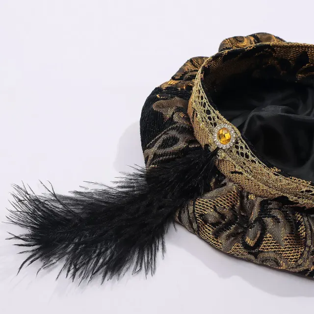 Mittelalterlicher Tudor-Federbarett-Hut für Renaissance-Cosplay und Bühne Detail 4