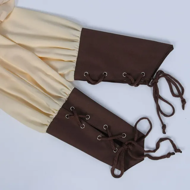 Mittelalterliches Wikinger-Piraten-Cosplay-Kostüm für Herren – Set mit Hemd, Weste und Hose Detail 5