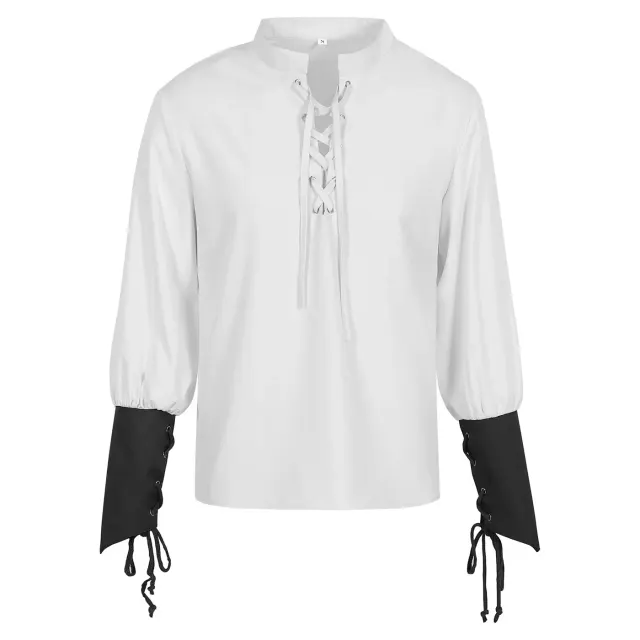 Mittelalterliches Wikinger-Piraten-Cosplay-Kostüm für Herren – Set mit Hemd, Weste und Hose Detail 6