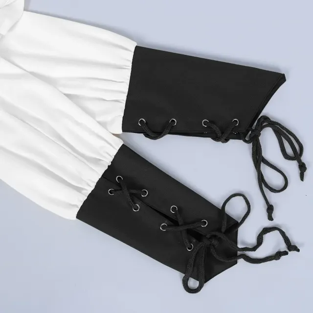 Mittelalterliches Wikinger-Piraten-Cosplay-Kostüm für Herren – Set mit Hemd, Weste und Hose Detail 9