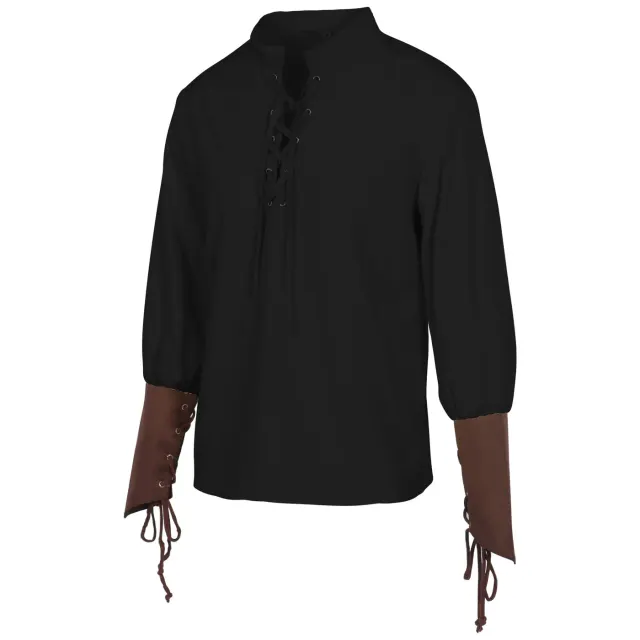 Mittelalterliches Wikinger-Piraten-Cosplay-Kostüm für Herren – Set mit Hemd, Weste und Hose Detail 12