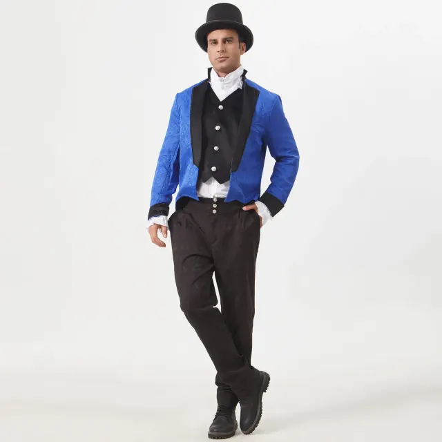 detalle de Disfraz de escenario de frac victoriano gótico steampunk para hombre 20