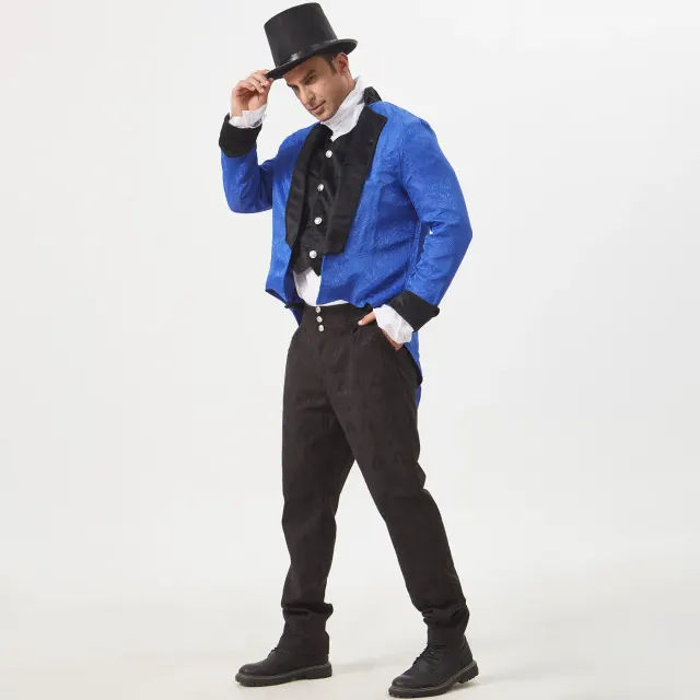 detalle de Disfraz de escenario de frac victoriano gótico steampunk para hombre 24