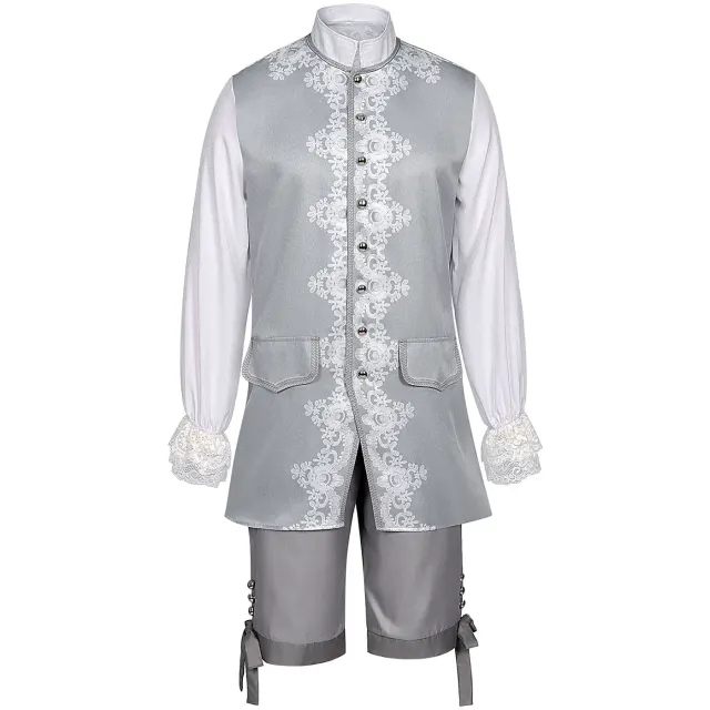 Ensemble costume cosplay baroque rococo du XVIIIe siècle pour homme détail 5