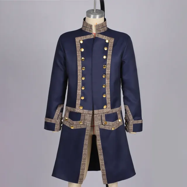 Men's 18th Century Colonial Officer Military Uniform Costume detail 1