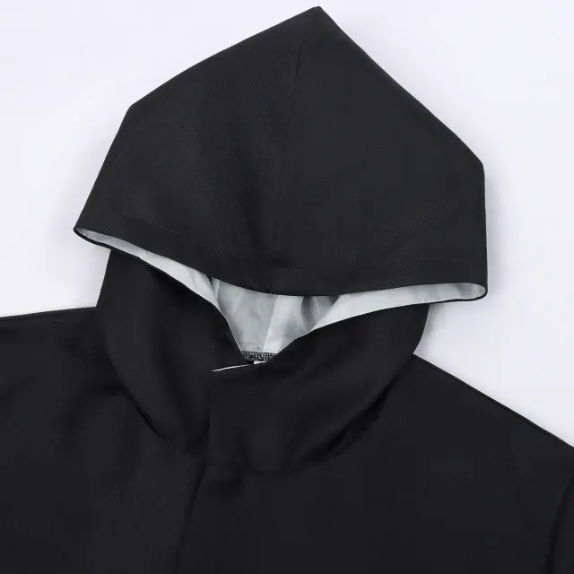 Schwarzes Herren-Cosplay-Jackenset mit Kapuze und Krähenmaske für Halloween Detail 2