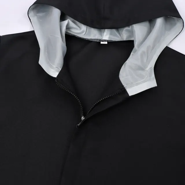 Schwarzes Herren-Cosplay-Jackenset mit Kapuze und Krähenmaske für Halloween Detail 3