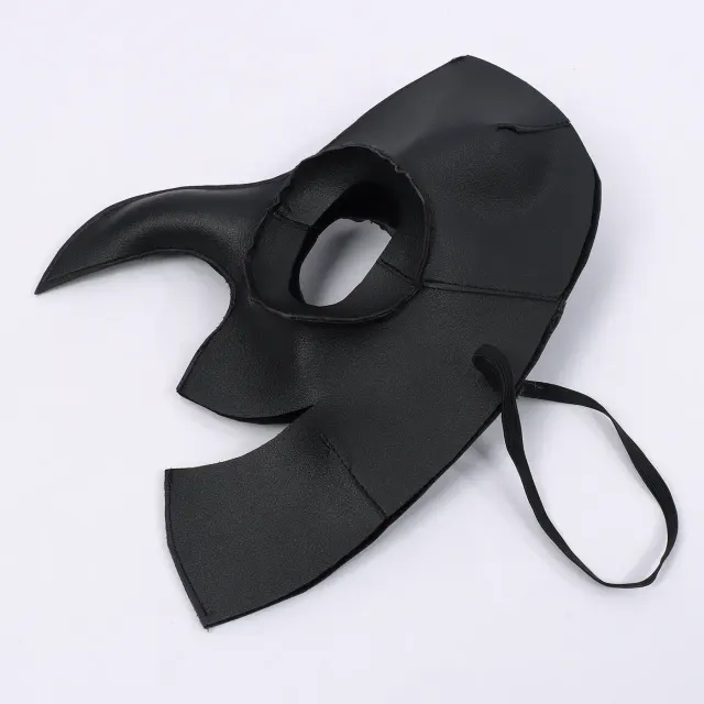 Schwarzes Herren-Cosplay-Jackenset mit Kapuze und Krähenmaske für Halloween Detail 8