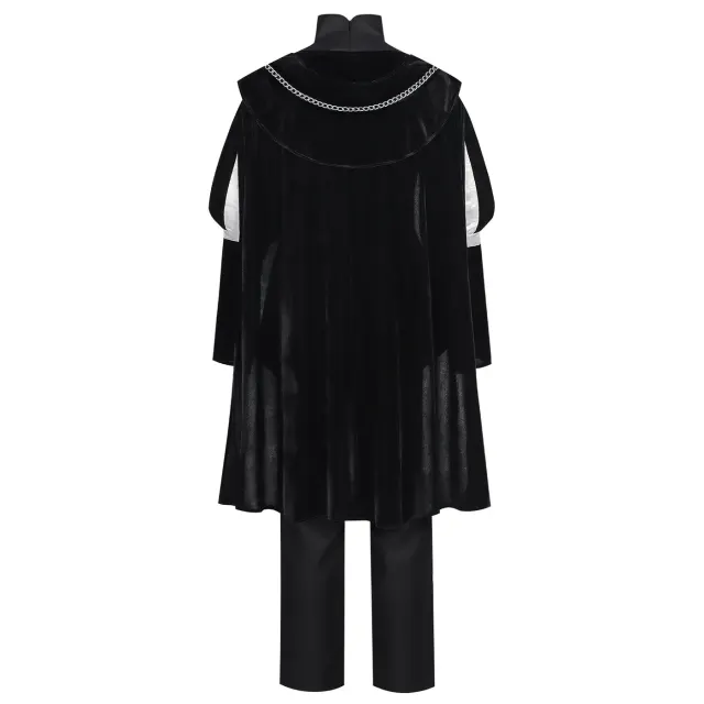 Tudor-Renaissance-Prinz-Kostüm für Herren mit Umhang in Schwarz Detail 6