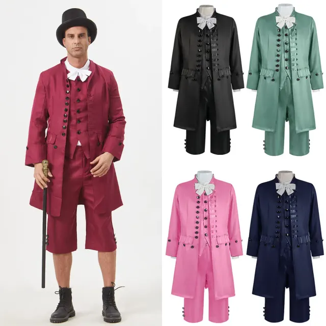 Britischer Hofprinz Cosplay-Anzug-Set für Herren, bestehend aus einem langärmligen Jacquard-Blazer mit passender langer Hose.