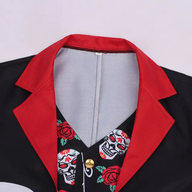 Herren-Cosplay-Kostüm Tag der Toten Skelett-Clown Detail 4