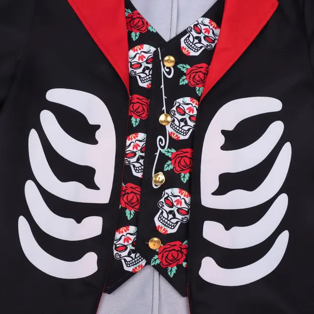 Herren-Cosplay-Kostüm Tag der Toten Skelett-Clown Detail 6