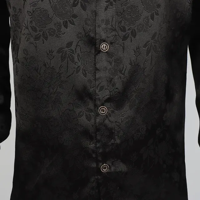 Chemise habillée à boutons pour homme, jacquard floral et finition satinée détail 1