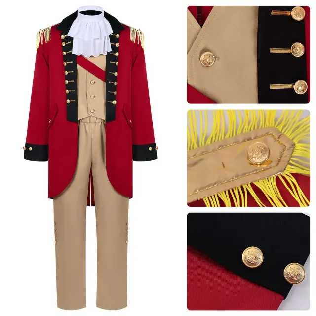 Ein George-Washington-Kostümset für Herren als Kolonialpräsident für Halloween- und Cosplay-Partys.