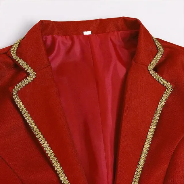 Frack für Herren im mittelalterlichen Prinzenstil mit Goldbesatz für Cosplay Detail 8