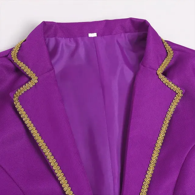 Frack für Herren im mittelalterlichen Prinzenstil mit Goldbesatz für Cosplay Detail 19