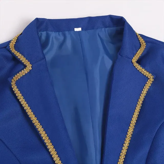 Frack für Herren im mittelalterlichen Prinzenstil mit Goldbesatz für Cosplay Detail 22