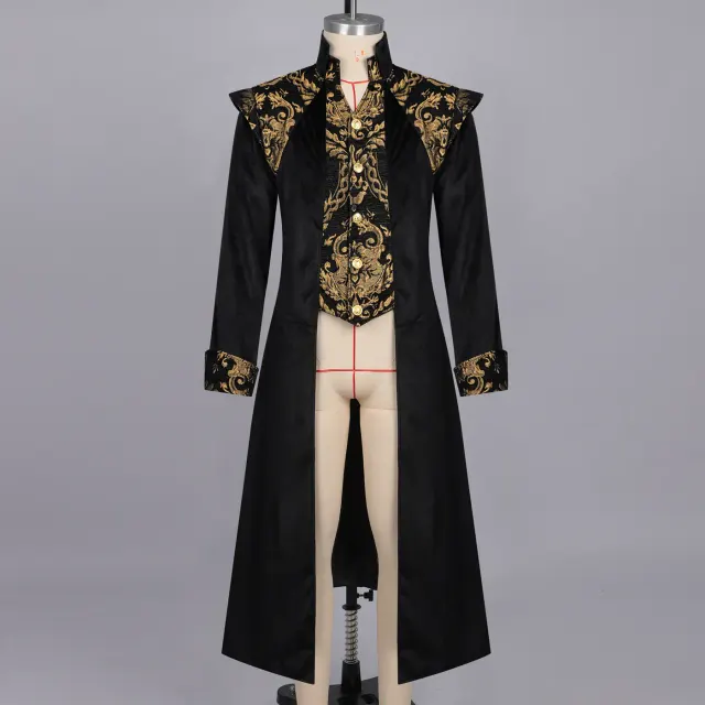 男士哥特长款礼服外套，适用于万圣节 Cosplay 详情 1