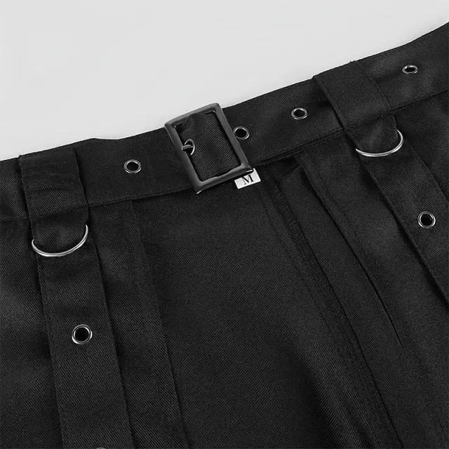 Men's Gothic Punk Asymmetrical Belted Half Skirt detail 4
