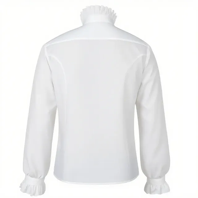 Chemise cosplay vampire gothique à col montant et volants pour homme détail 10