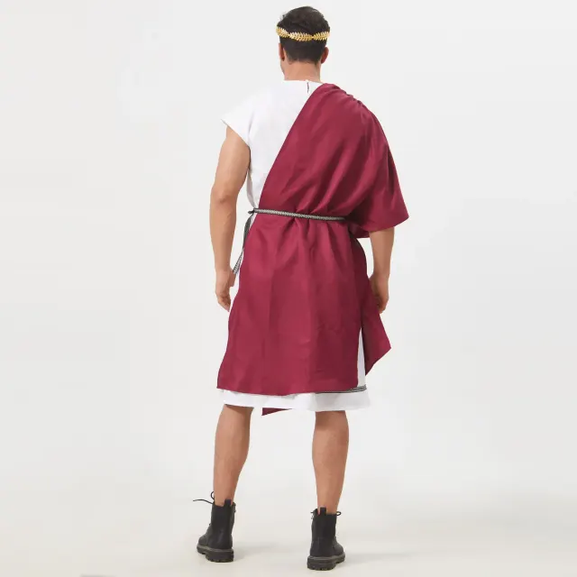 detalle de Conjunto de disfraz de toga griega romana y frac con ribete dorado para hombre 13